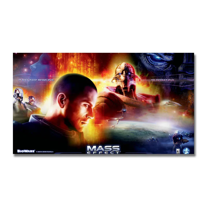 Шелковая или из плотной ткани с принтом Mass Effect Горячая игры постер 13x24 24x43 дюйма