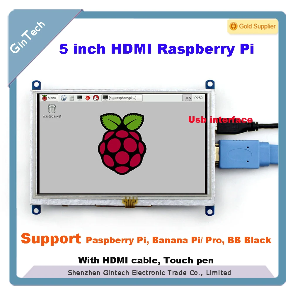 Raspberry Pi HDMI экран с сопротивлением 5 дюймов USB интерфейс 800*480 поддержка RPi Banana Pi/Pro BB