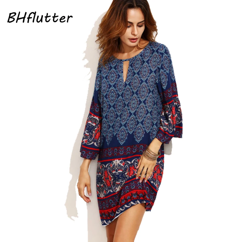 Женское платье с коротким рукавом BHflutter повседневное винтажное цветочным