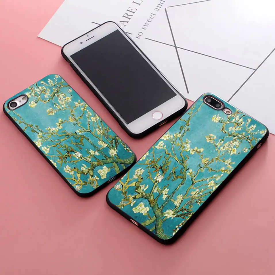 Luxury Coque Van Gogh Branches of an Almond Tree in Blossom Silicone Phone Case for iPhone X 11 Pro 5s SE 6 S 6s 7 8 Plus Cover | Мобильные