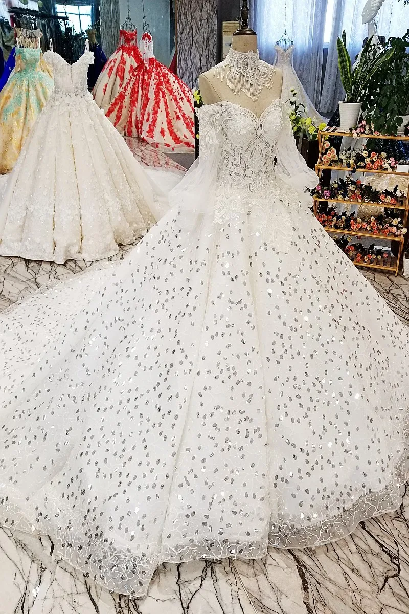 Bride Word Shoulder Korean Self-cultivation Thin Concise Luxurious Tailing Pregnant Woman Wedding Dress Full 07894 | Свадьбы и