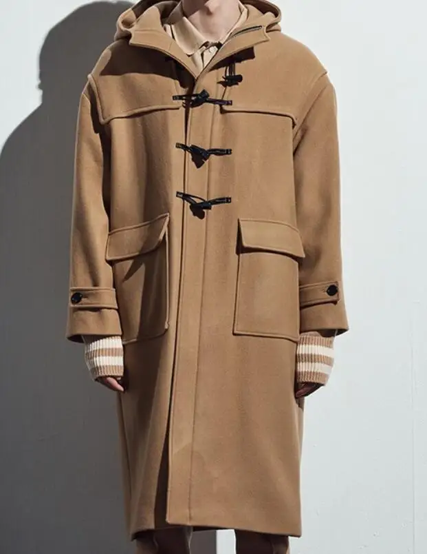 

S-6XL HOT 2019 Autumn Men's New Fashion Personalized customization Large size Long loose horn buckle coat