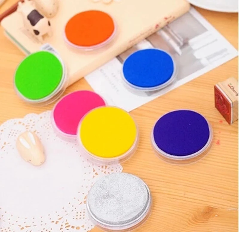 1 шт. 6*6 см DIY цветные чернила, Штемпельная резина, чернильная прокладка, бумага, палец, карамельный цвет, круглая чернильная подушечка, домашний декор, Канцелярский набор