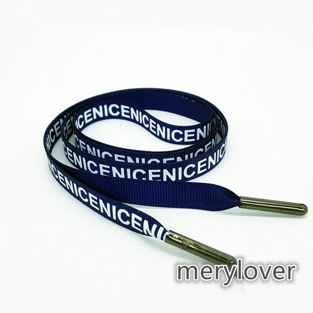 navy blue Горячая распродажа 10 мм печатные буквы "хорошая" корсажная отделка кроссовки со шнурками кемпинговые шнурки растущие холщовые струны 1,2 метра - Цвет: navy blue