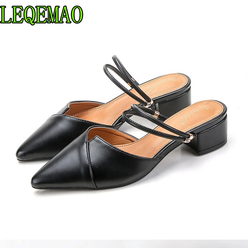 Шикарные вечерние женские туфли без задника с острым носком закрытые на высоком