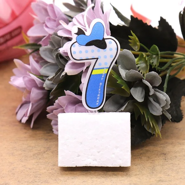 blue 7 Горячее предложение! свечи с цифрами на день рождения, с изображением Микки и Минни, свечи, Топпер для кексов, тортов на день рождения, поставка украшений для вечеринок - Цвет: blue 7