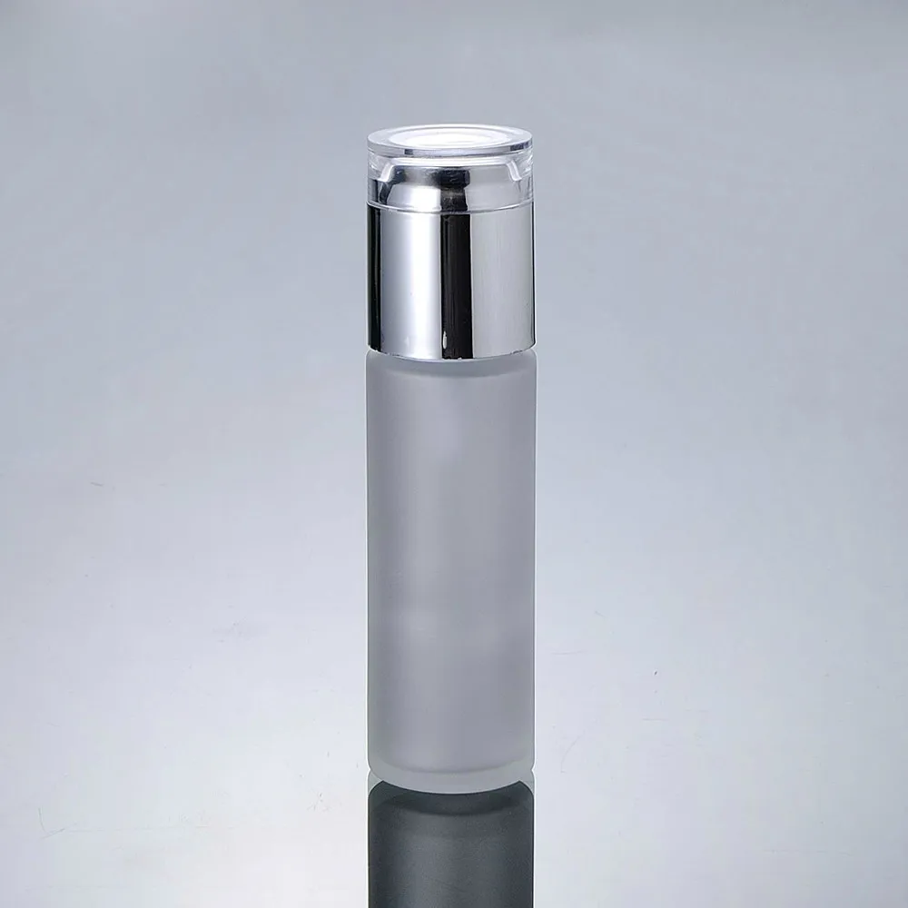40ML frosted glass bottle with shiny silver cap press pump lotion | Красота и здоровье