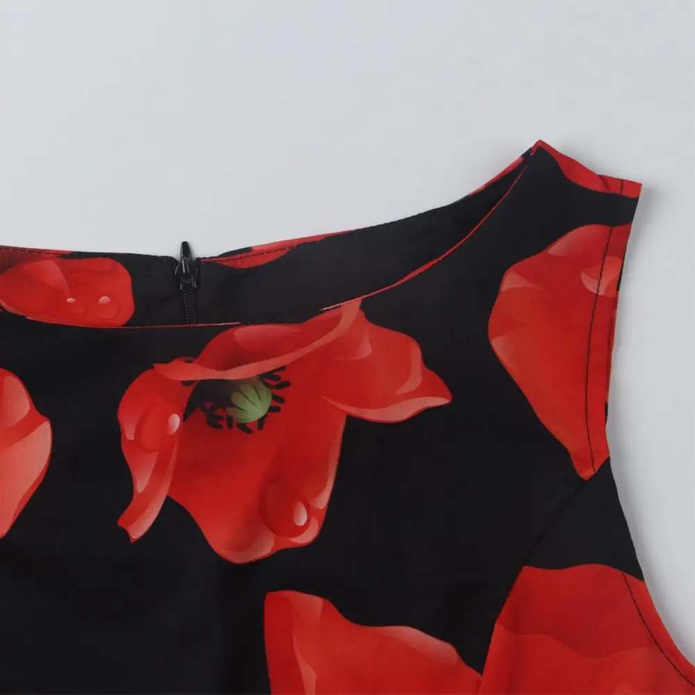 Фото Vestidos Винтаж летнее платье Цветочный Принт вечернее без рукавов 50 s 60 элегантный Vestidos Винтаж летнее платье Цветочный Принт вечернее без рукавов 50 s 60 элегантный