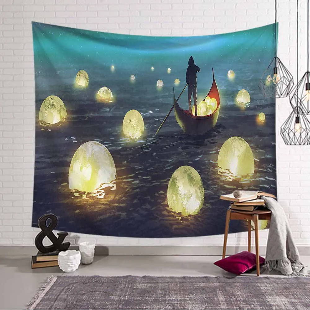 Lannidaa Psychedelic Light гобелен настенный висячий Печатный таинственный Ferryman полиэстер гобелен одеяло настенная скатерть для стола