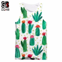 ogkb sexy fitness top 2018 summer tank top cool print green cacti 3d tanktop for womenmen hiphop o neck sleeveless shirts vest