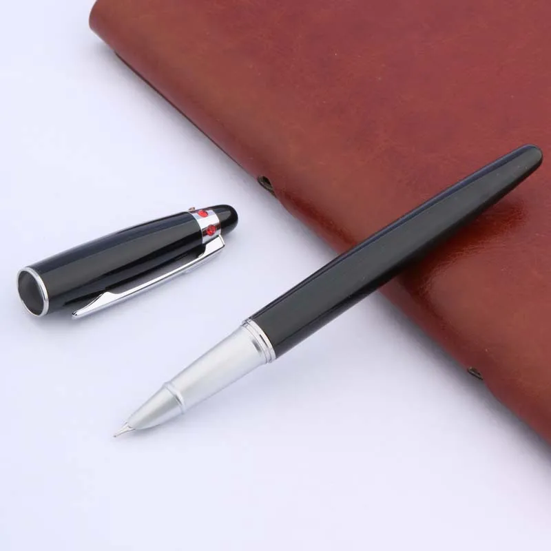 

BAOER BLACK RED decoration Silver Trim F Nib Finance Fountain Pen