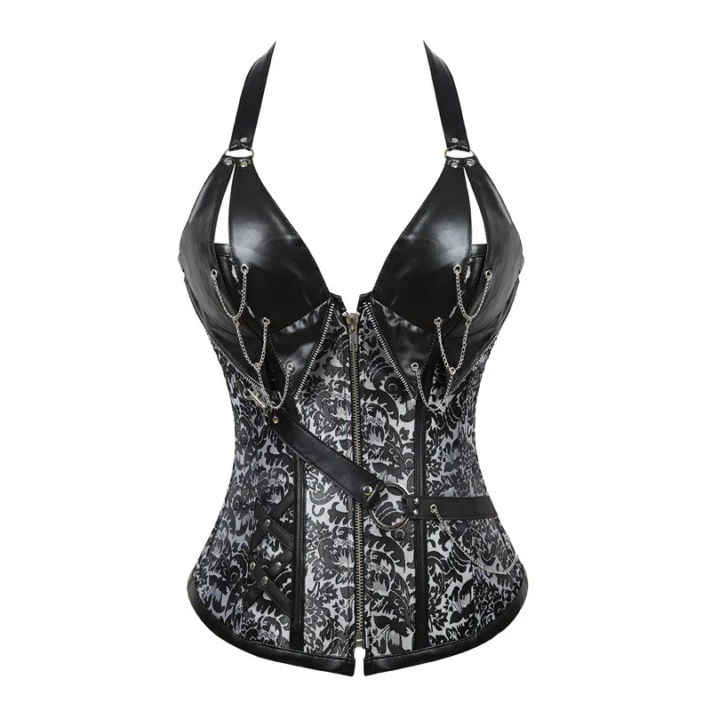 Бюстье в стиле стимпанк корсет платья размера плюс черного и коричневого цвета