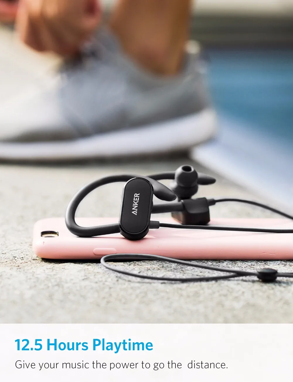 Anker SoundBuds Curve Беспроводной наушники Bluetooth 4,1 спортивные наушники с 12,5 H IPX5 Водонепроницаемый тренировки гарнитура сумочкой