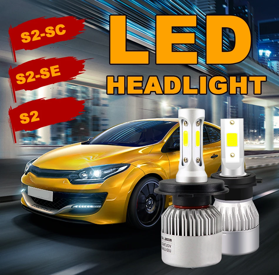 Hlxg S2 2 шт. H4 светодиодный H7 H11 H8 HB4 HB3 9005 H1 Автомобильные фары 36 Вт 32 8000LM автомобильные аксессуары 6500K 12V светодиодный автомобилей мотоциклы