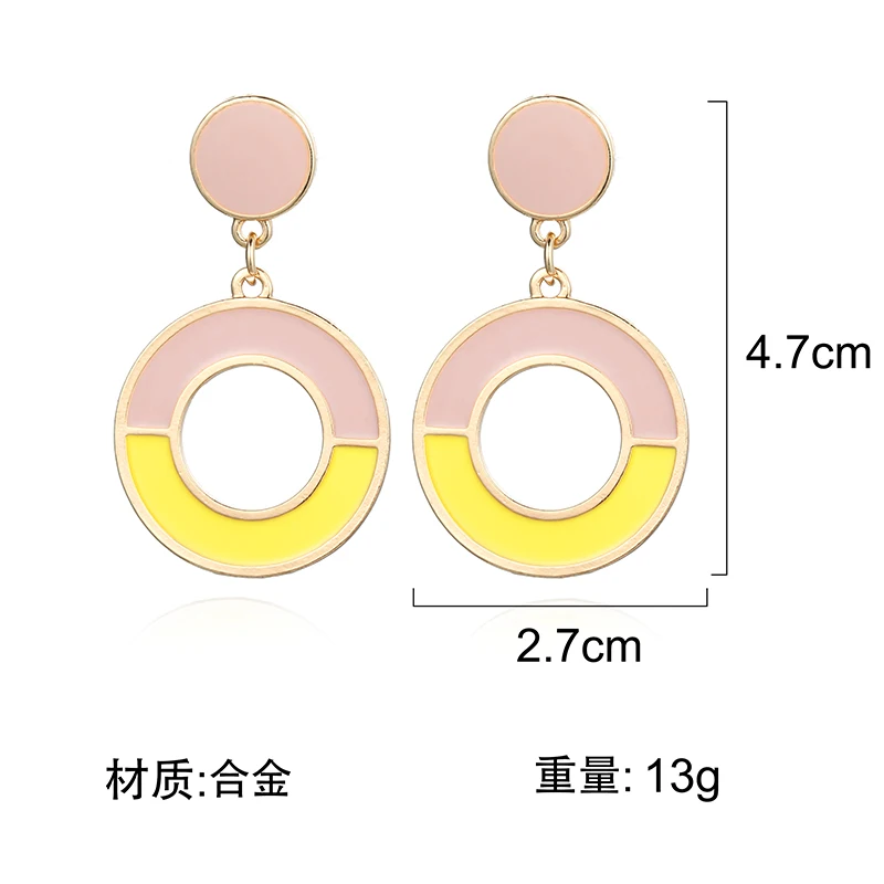 Женские круглые висячие серьги Oorbellen Aretes De Mujer розовые и желтые в Корейском стиле
