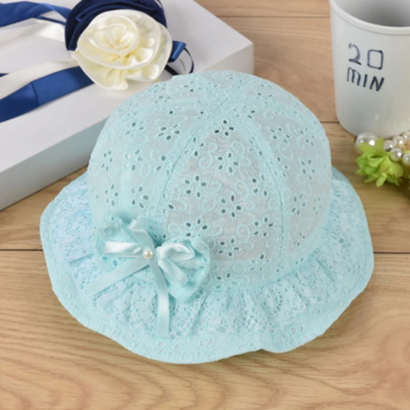 New Children Summer Panama Hollow Caps Baby Girls Fisherman Hat Kids Bowknot Pearl Fashion Bucket Sun Floral | Детская одежда и