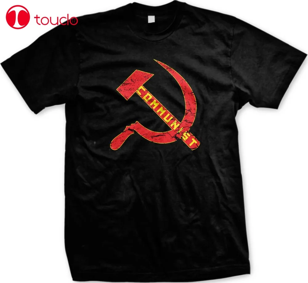 Коммунистическая Мужская футболка Cccp с молотом и серпом гордостью мужской