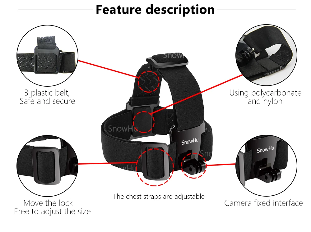 SnowHu для Gopro Hero Y90 аксессуары трошал диск Шлем Повязка на грудь большая сумка Go pro hero