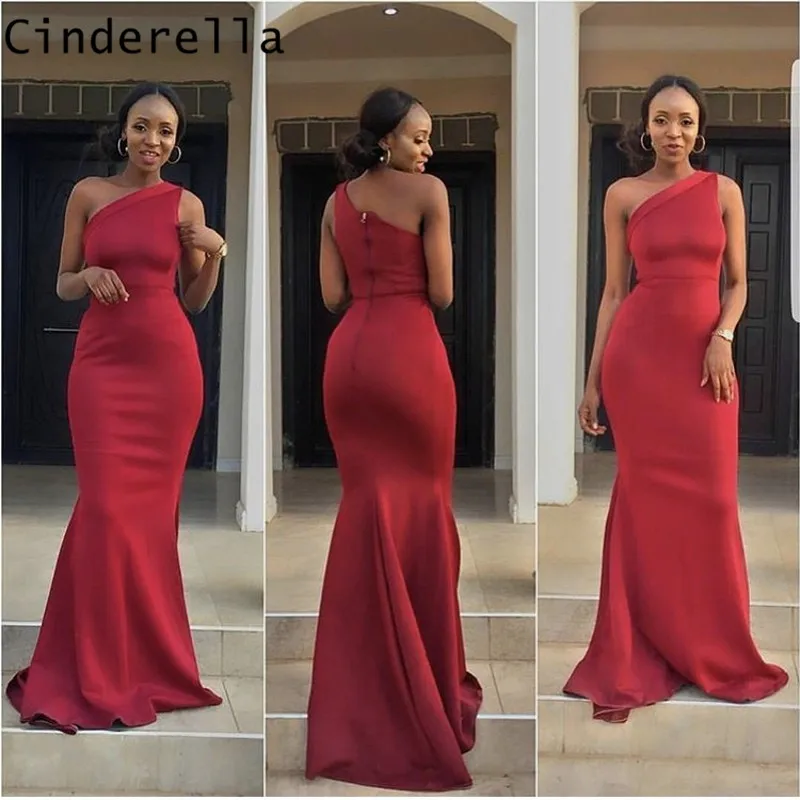 Платье женское атласное на одно плечо с юбкой годе и шлейфом|Платья подруги