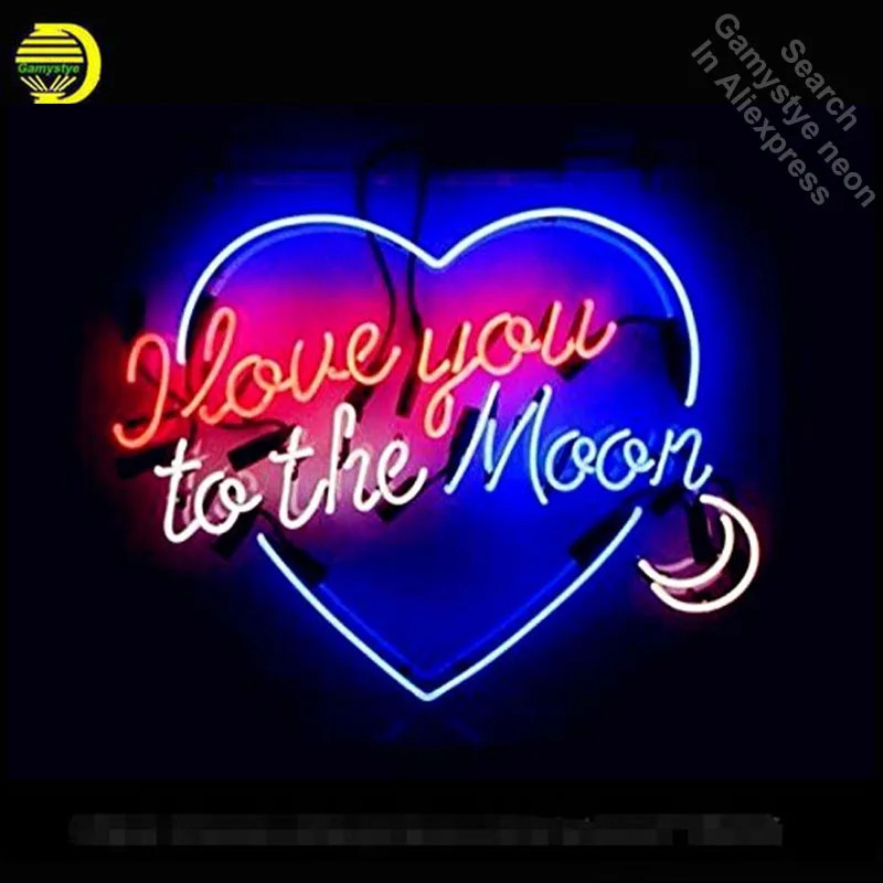 Неоновая вывеска для организаций и магазинов с надписью I love you to the Moon неоновый