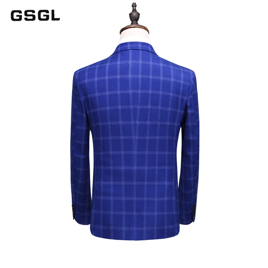 Royal Blue Plaid Suit Men Slim Fit Wedding Suits for Men High Quality Business Formal Suits 3 Piece
