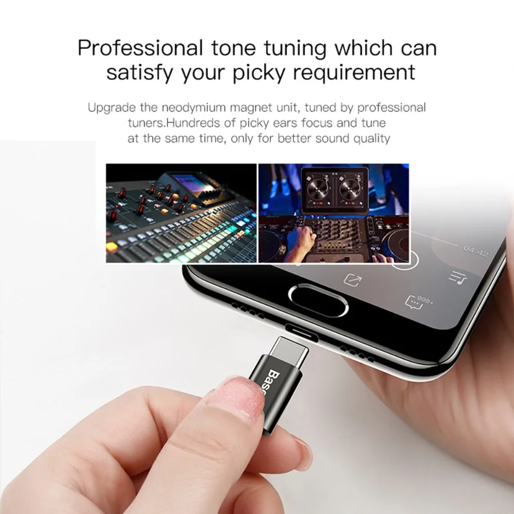 Baseus C06 usb type-c наушники стерео звук наушники с mi c для Xiaomi mi 9 8 se note 3 huawei p30 pro mate 20 pro Oppo Find X