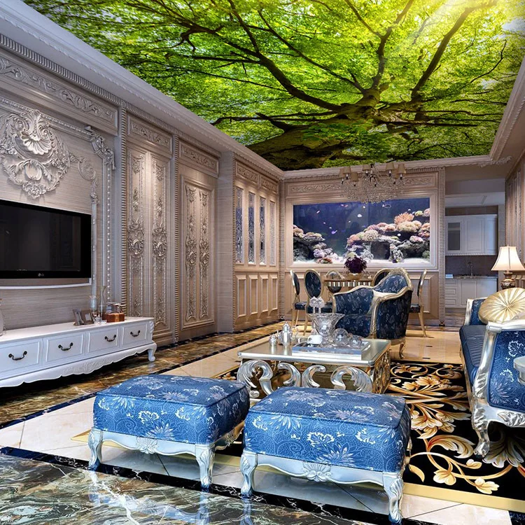 

Wholesale Green Trees murals 3d wall photo murals for living room wallpaper 3d wall ceiling murals backdrop mural wallcoverings