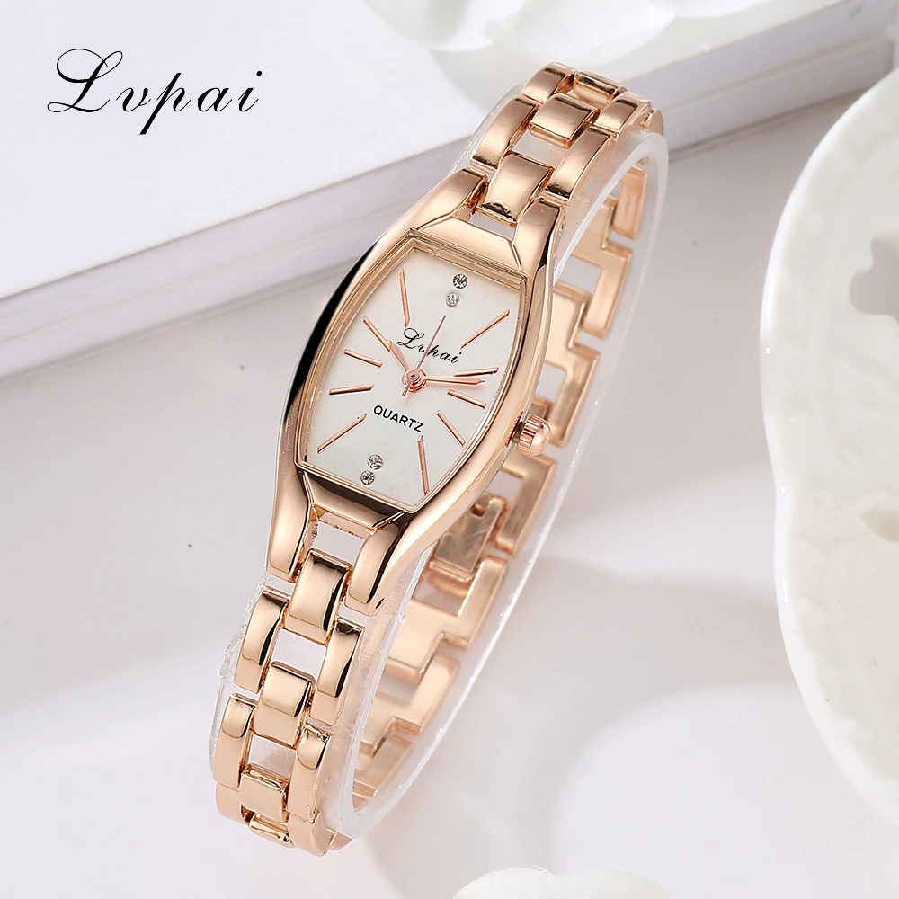 2017 Новый LVPAI Известная Марка Розовое Золото Эллипс Сплава Кварцевые Часы Женские