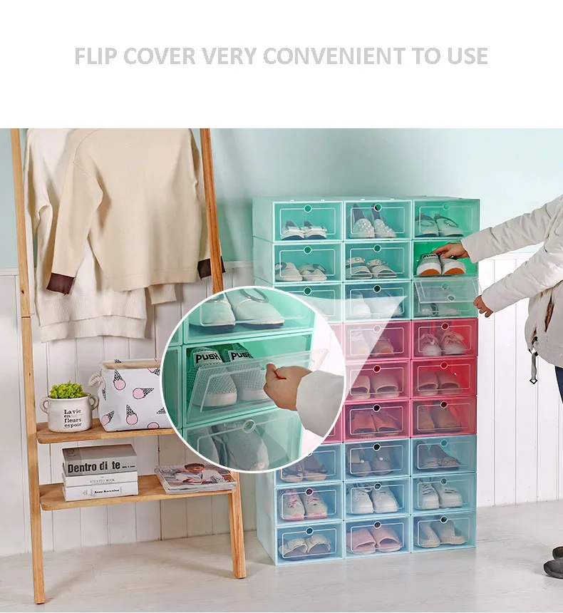 Толстый чехол для хранения обуви 6 шт. Прямоугольный Прозрачный Пластиковый