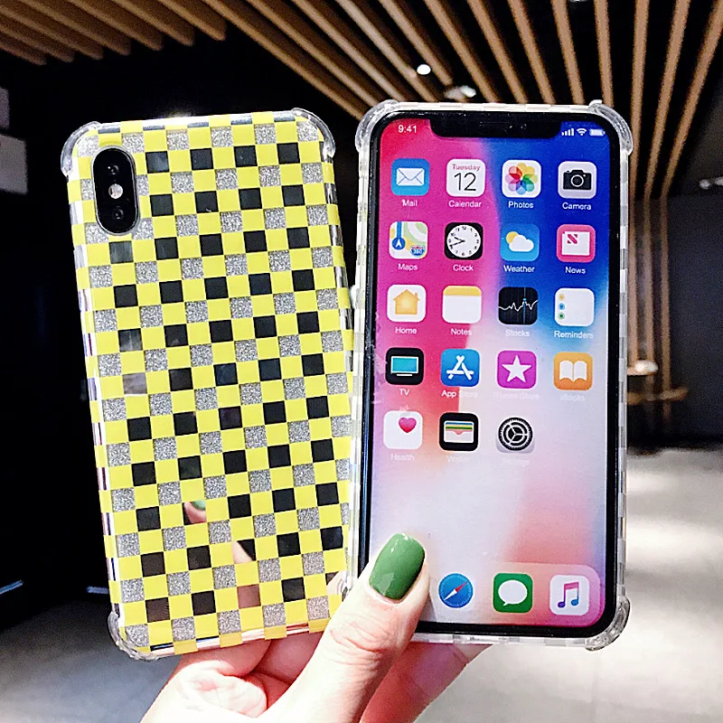 Покрытие квадратной решетки сетчатый чехол для телефона iPhone 7 6 6S 8 Plus XS MAX X XR
