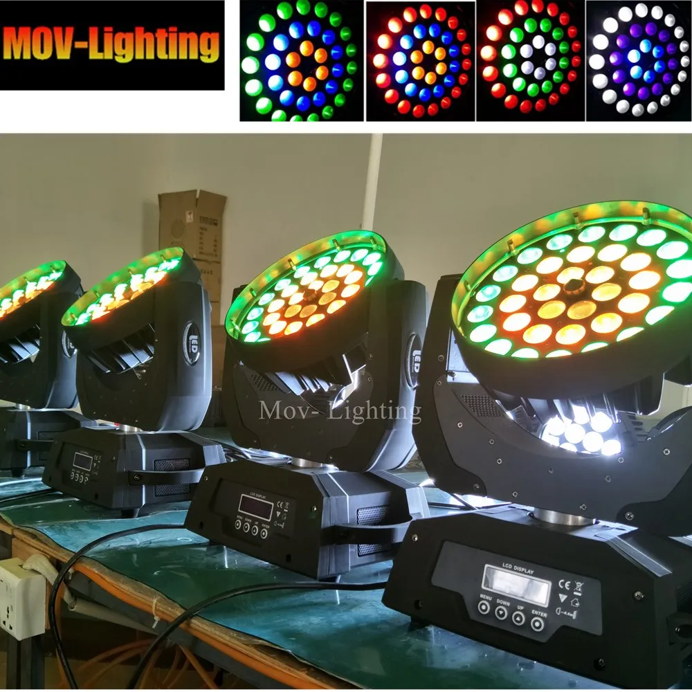 4 шт. светильник с подвижной головкой Bee Eye 36x12W RGBW 4in1 36x18w 6in1 Led Zoom DJ DMX Disco Beam Wash|Эффект
