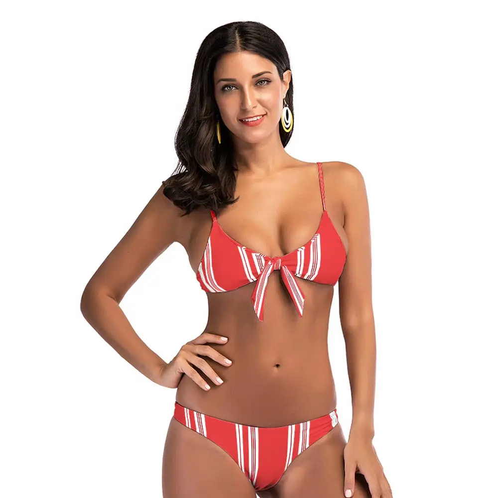 2018 новая полосатая комплект бикини Для женщин лето сексуальный купальник