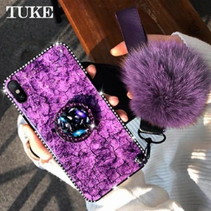Силиконовый чехол TUKE для huawei P Smart Z P9 P10 P20 P30 Lite Plus V9 V10 V20 Y7 блестящий Мраморный чехол с плюшевым шариком