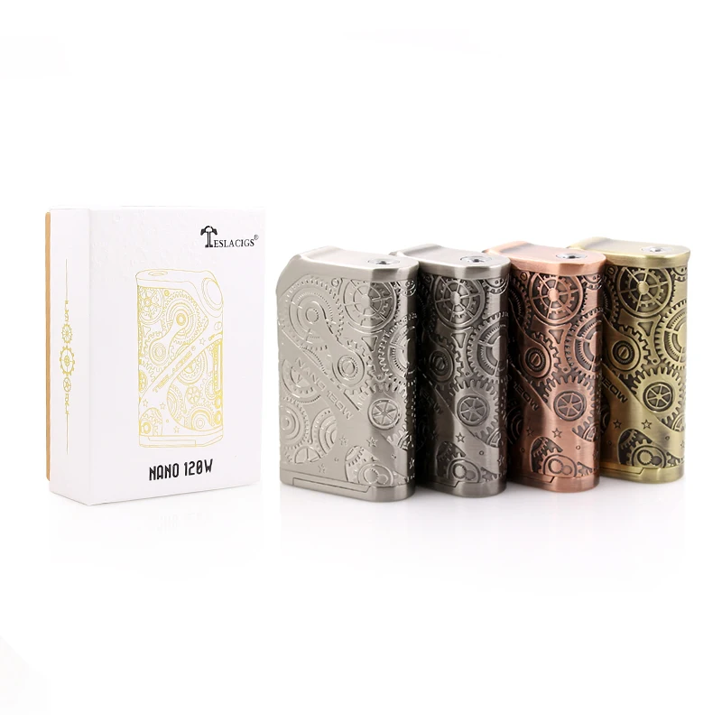 Оригинальный Teslacigs Tesla Nano mod 120 Вт Vape Box Mod стимпанк стиль VW/TC/режим ТКС электронная