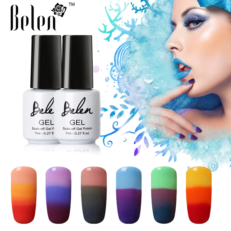 Belen 3 в 1 термальные цвета меняющие модный УФ гель лак для ногтей Soak Off Vernish Semi
