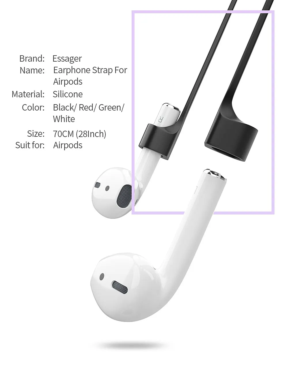 Essager магнитный ремешок для наушников для Apple Airpods Airpod анти потеря ремень петля веревка для Air Pods Pod Силиконовые Аксессуары