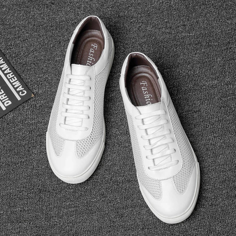 Size 38~46 men's genuine leather shoes HECRAFTED Fashion Comfortable male sneakers#AB711 | Обувь
