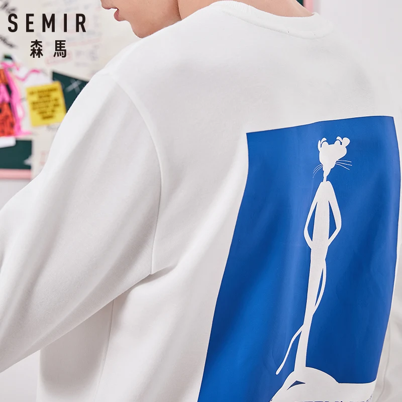 SEMIR мужской хлопковый свитер с вышивкой пуловер подкладкой из кисточек ребристым