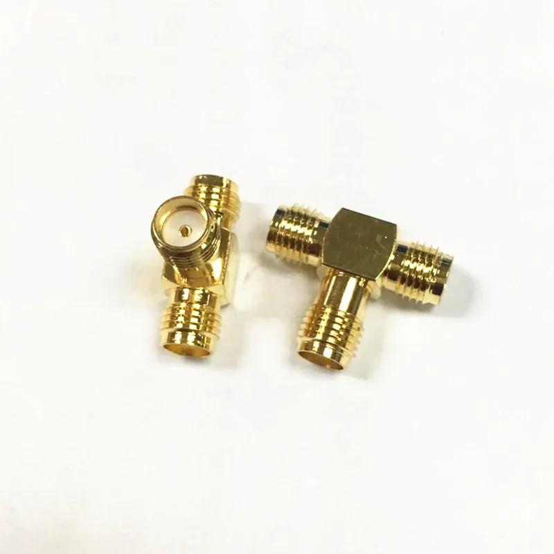 Тройной T type SMA 1 Female to 2 Double Jack Коннектор 3 коаксиальный адаптер из золотой и медной