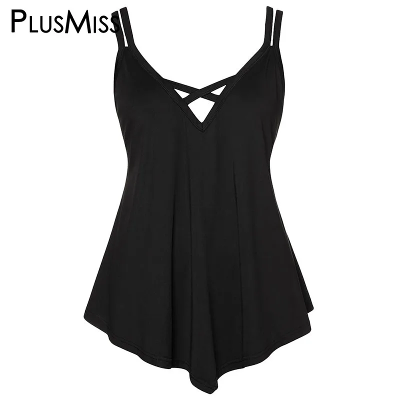 PlusMiss размера плюс 5XL крест накрест пляжная туника летние топы на бретельках