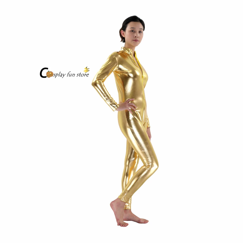 Женский черный сексуальный блестящий костюм кошки серебристый металлический