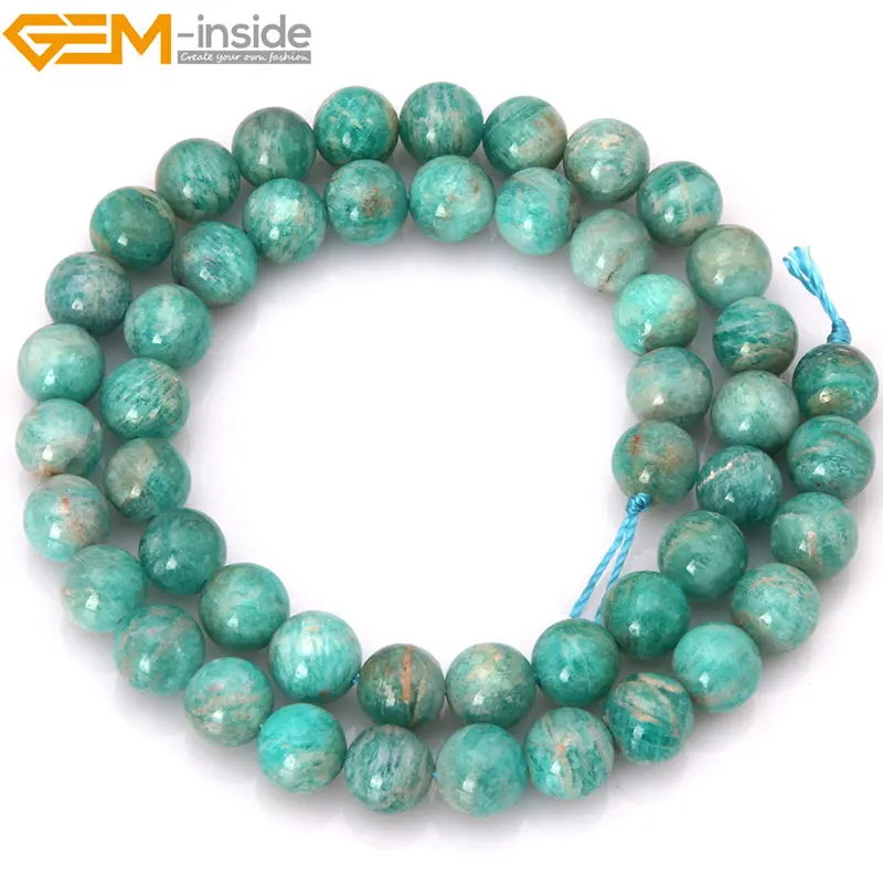 

Gem-inside 4-10mm Natural Stone Beads Round Russia Amazonite Beads For Jewelry Making Beads 15'' DIY Beads Jewellery