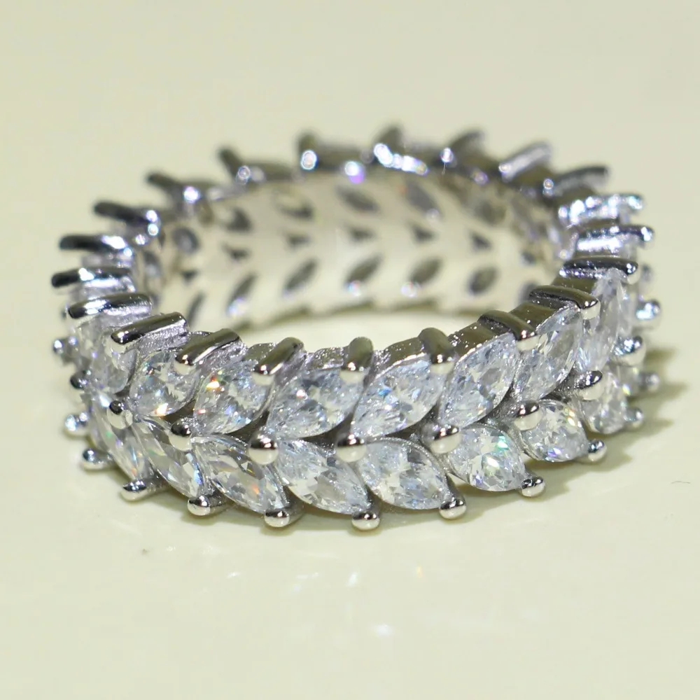 Drop Shipping Professional Luxury Jewelry Stack 925 Sterling Silver Fill Marquise Full White 5A Cubic Zirconia Wedding Band Ring | Украшения