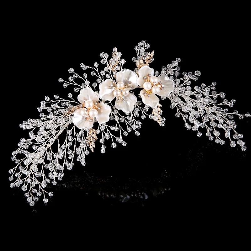 SLBRIDAL ручная работа проводной кристалл стразы жемчуг цветок свадебные аксессуары