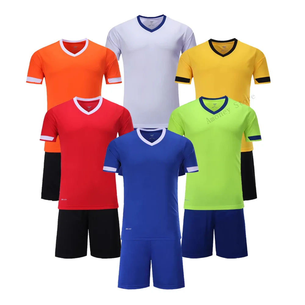 Adsmoney customized polyester Breathable dry-fit football jersey suit men blank soccer team training shirt + shorts uniforms | Спорт и