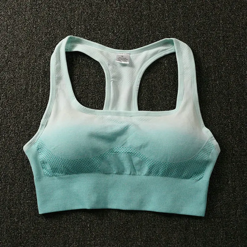 Light Green Горячее предложение, Женский бесшовный спортивный бюстгальтер с эффектом омбре, пуш-ап, бюстгальтер для йоги тренажерного зала, укороченный топ, спортивный топ для тренировок, фитнес лифчик, топы, одежда для активного отдыха - Цвет: Light Green