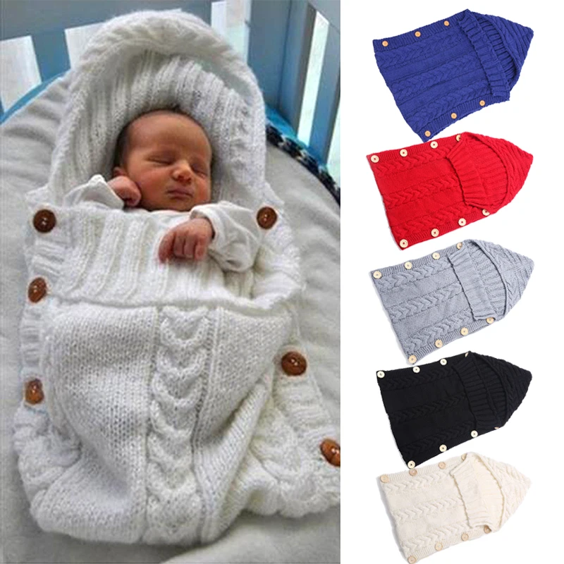 Baby Swaddle Wrap Warm Woolen Crochet Knitted Newborn Infant Sleeping Bag Baby Swaddling Blanket Sleep Bags baby blanket newborn