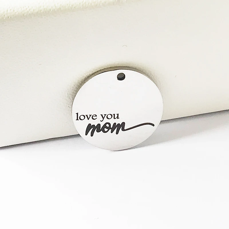 5 шт./партия, 22 мм, из нержавеющей стали, с буквенным шармом, «Love You Mom», DIY блестящий кулон для изготовления женских ювелирных изделий, браслеты и браслеты