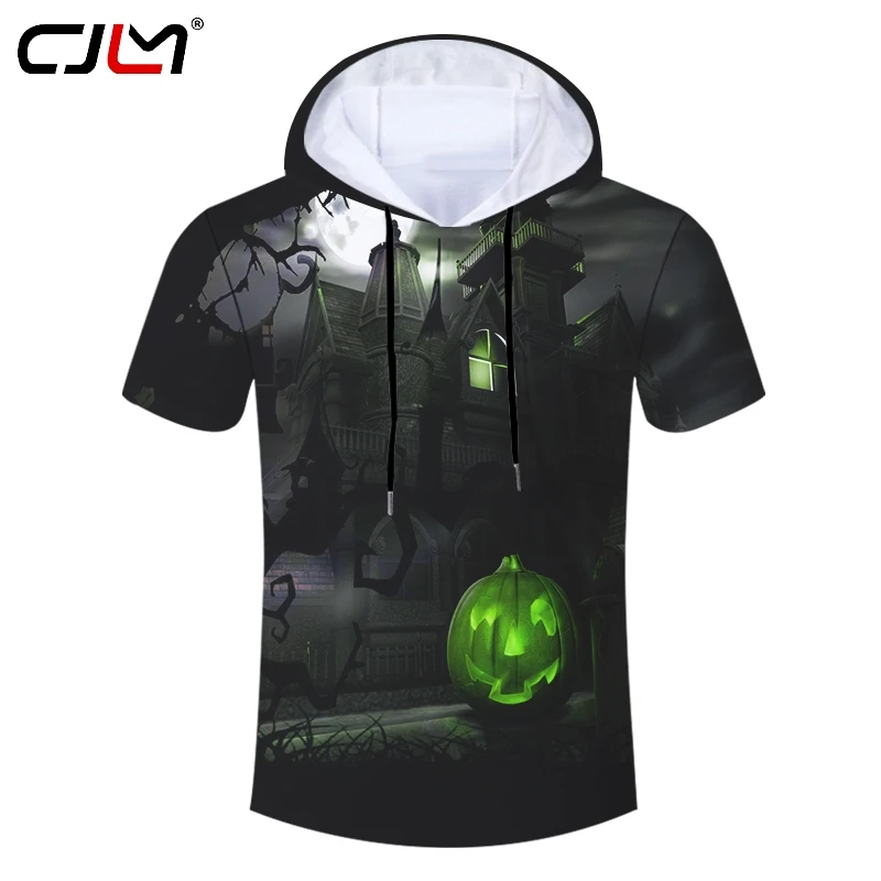 

CJLM Новый Хэллоуин большой размер Модная брендовая мужская футболка с капюшоном 3D печать Тыква замок футболка поставщики мужская одежда