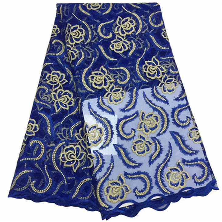 Африканские синие бордовые кружевные ткани с вышивкой из полиэстера бисером